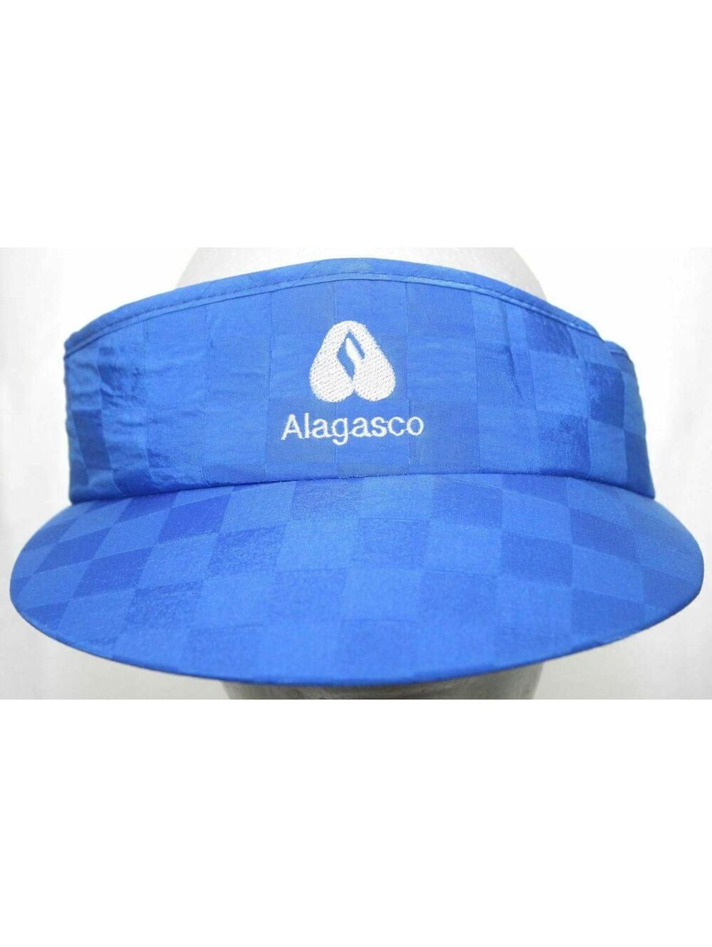 Vintage 80s Alagasco Visor Birmingham Alabama Gas Company Blue Checkered Hat Cap